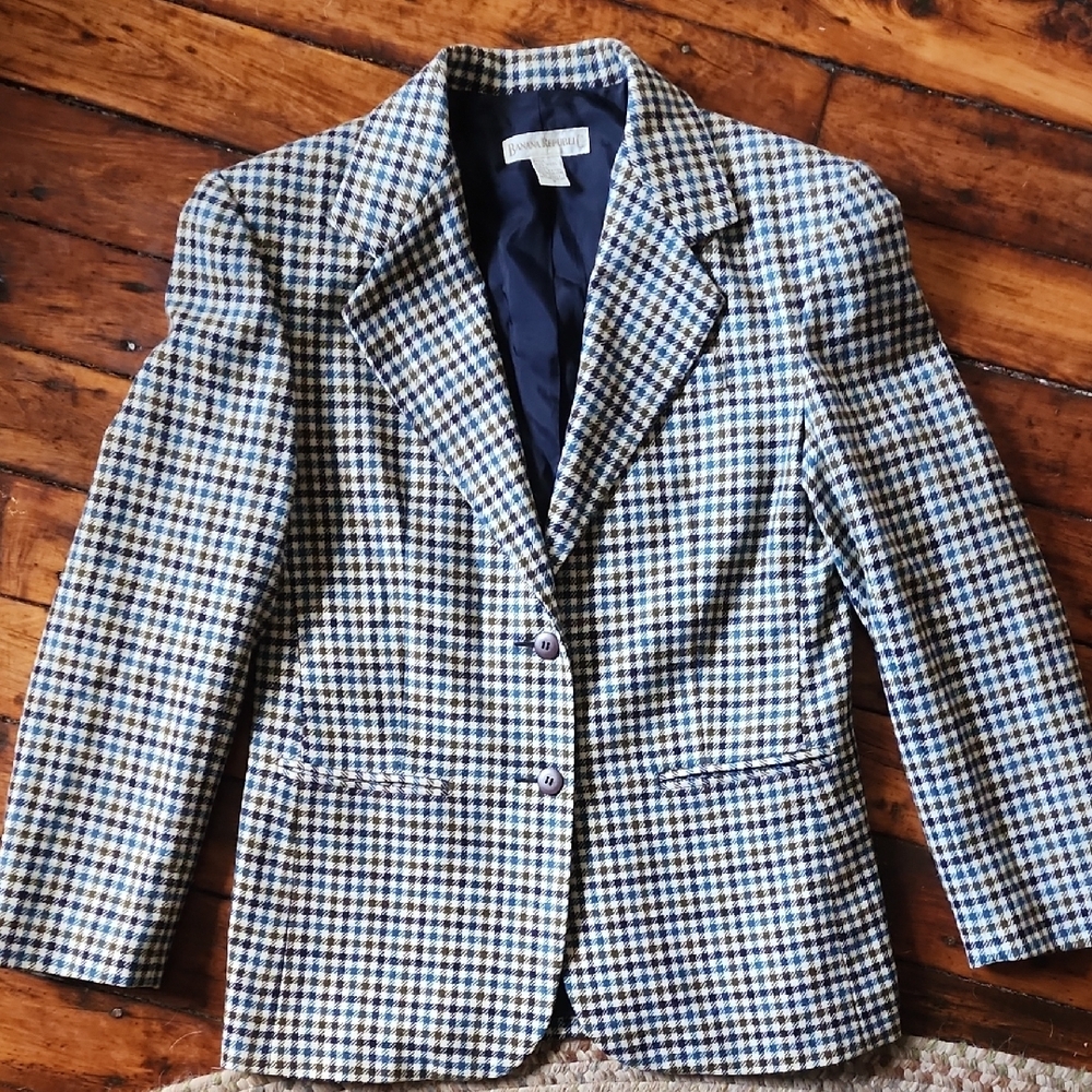 Banana Republic Houndstooth Blazer in Blue, Brown, And White